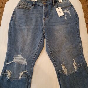 Judy Blue Light Blue Distressed Boyfriend Jeans